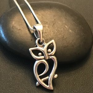 Sterling Silver Owl on a Branch Charm Necklace